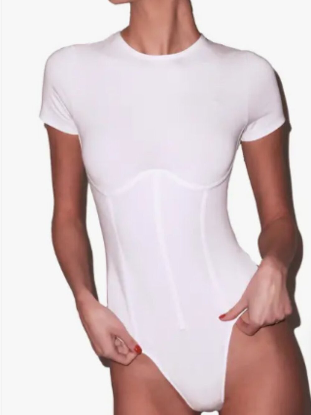 ANN TAYLOR ivory white Short Sleeve Mock Neck Bodysuit,L